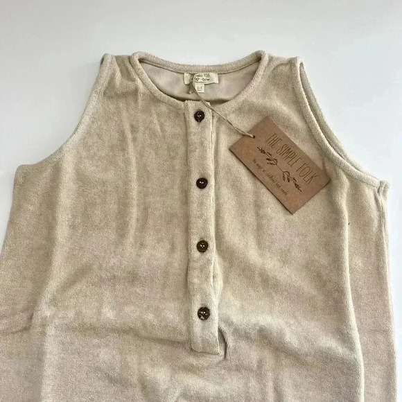 NWT The Simple Folk The Journey Romper Organic Terry cloth In Ecru 8/9y - Picture 8 of 11